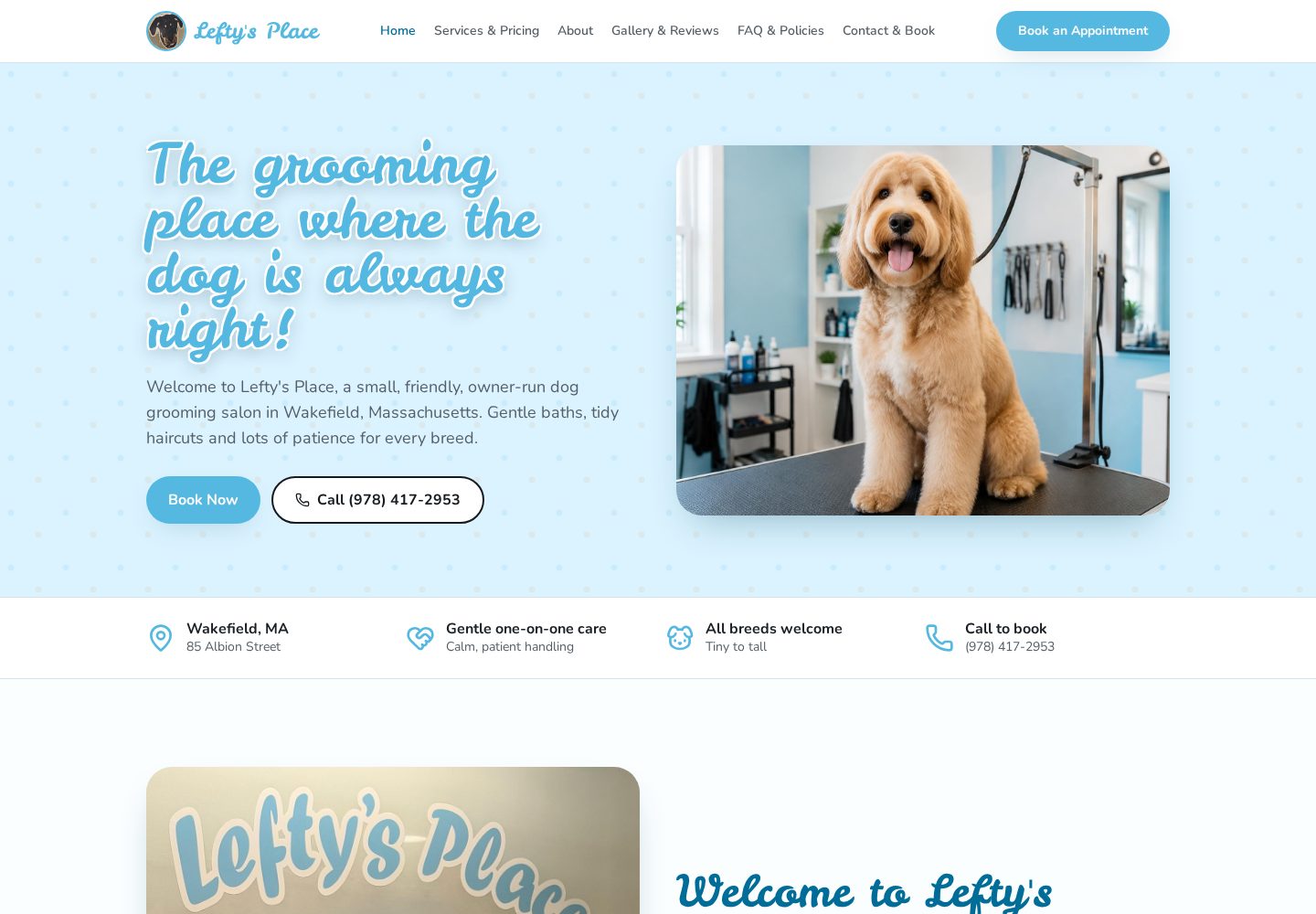 Lefty's Place website